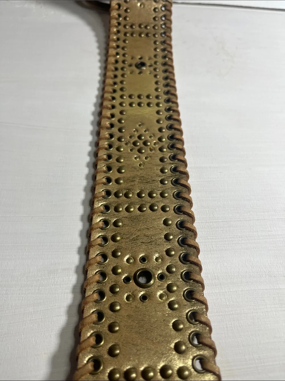 Calvin Klein Gold Studded Leather Belt Sz Large
